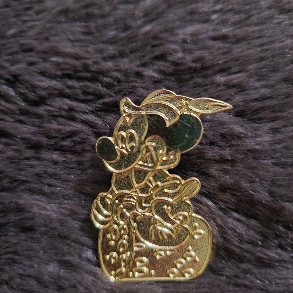 Golden Mickey Mouse on Log Enamel Pin